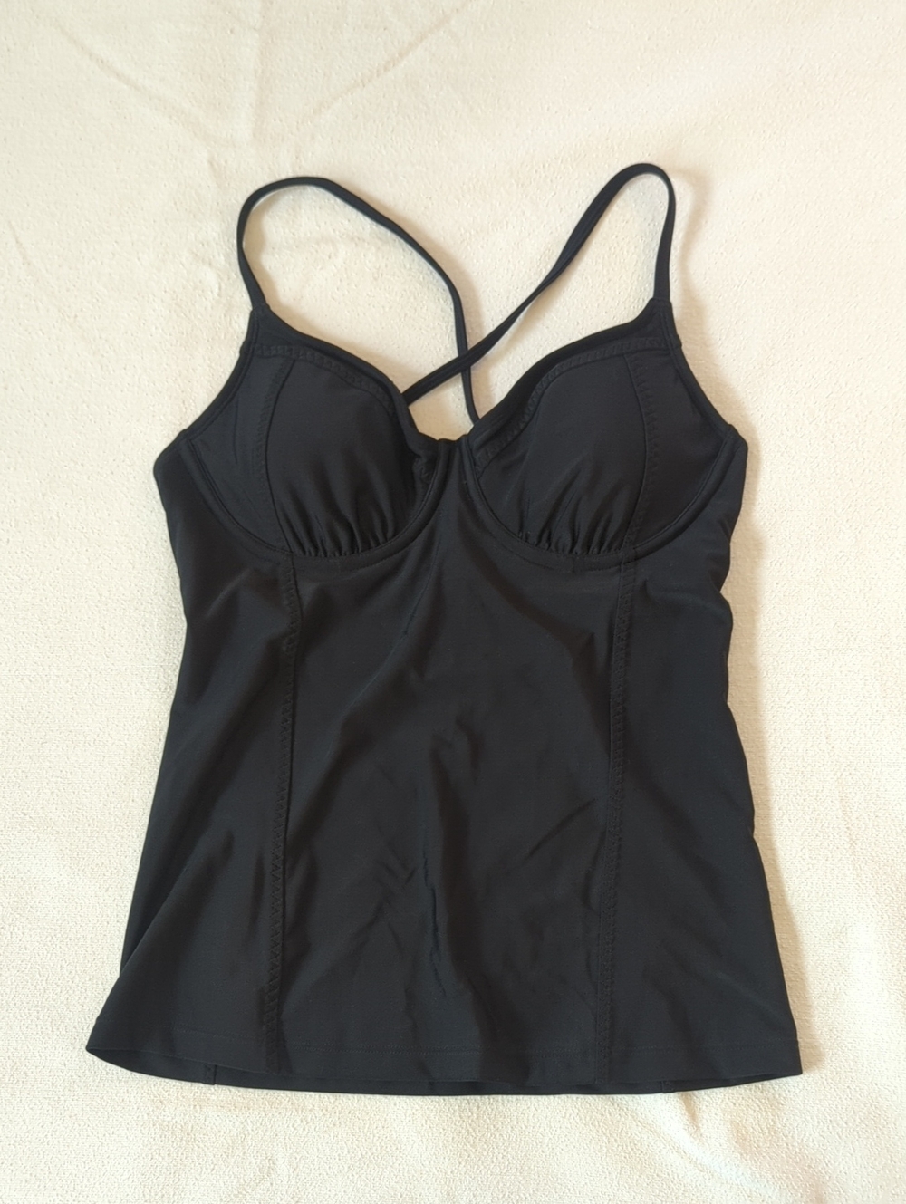 Athleta Black Crisscross Support Tankini Top 34 B/C Tall